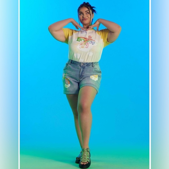 Care bear denim shorts plus size nwot